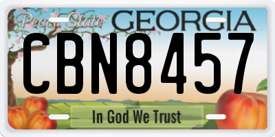 GA license plate CBN8457