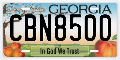 GA license plate CBN8500
