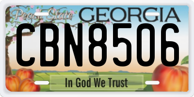 GA license plate CBN8506