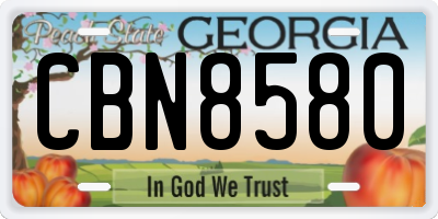 GA license plate CBN8580