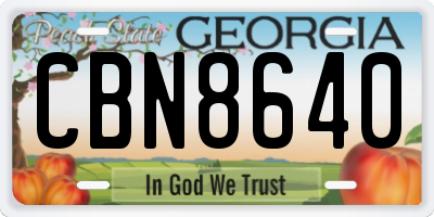 GA license plate CBN8640