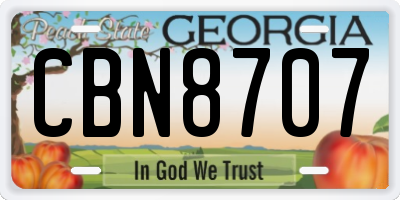 GA license plate CBN8707