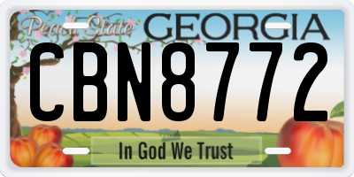 GA license plate CBN8772
