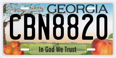 GA license plate CBN8820