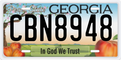 GA license plate CBN8948