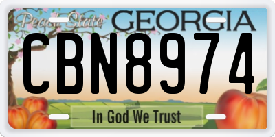 GA license plate CBN8974