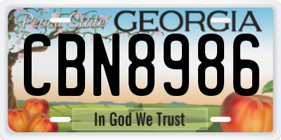 GA license plate CBN8986