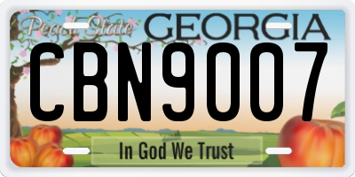 GA license plate CBN9007