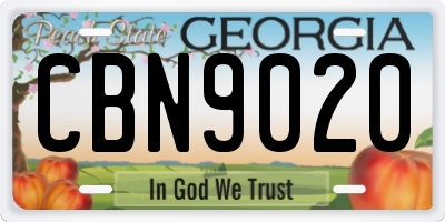 GA license plate CBN9020