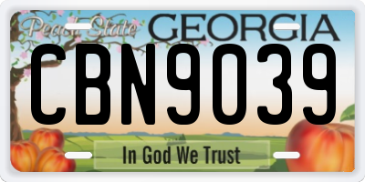 GA license plate CBN9039