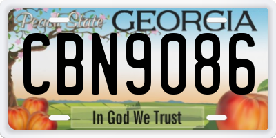GA license plate CBN9086
