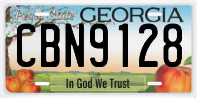 GA license plate CBN9128