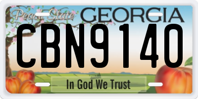 GA license plate CBN9140