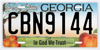GA license plate CBN9144