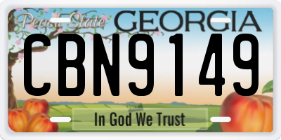 GA license plate CBN9149