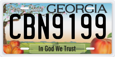 GA license plate CBN9199