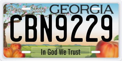 GA license plate CBN9229