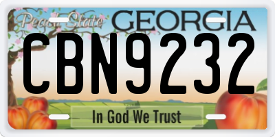 GA license plate CBN9232