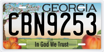 GA license plate CBN9253
