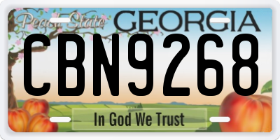 GA license plate CBN9268