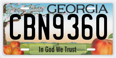 GA license plate CBN9360