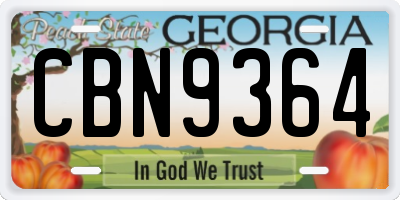 GA license plate CBN9364