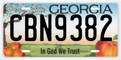 GA license plate CBN9382