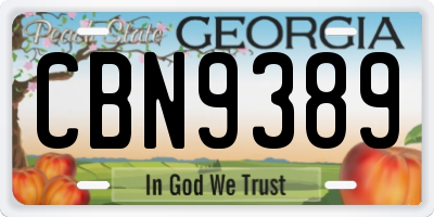 GA license plate CBN9389