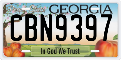 GA license plate CBN9397