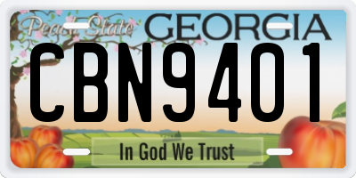 GA license plate CBN9401