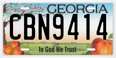 GA license plate CBN9414