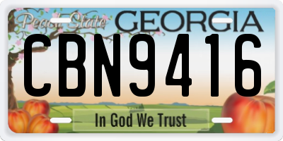 GA license plate CBN9416