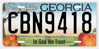 GA license plate CBN9418