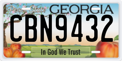 GA license plate CBN9432