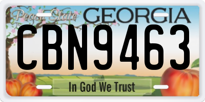 GA license plate CBN9463