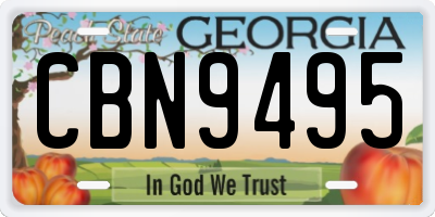 GA license plate CBN9495