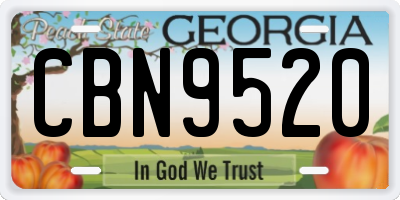 GA license plate CBN9520