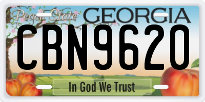 GA license plate CBN9620