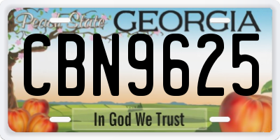 GA license plate CBN9625