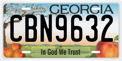 GA license plate CBN9632