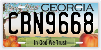 GA license plate CBN9668