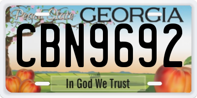 GA license plate CBN9692