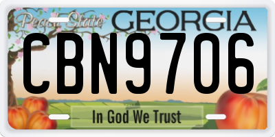 GA license plate CBN9706