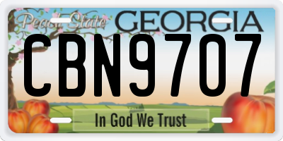 GA license plate CBN9707