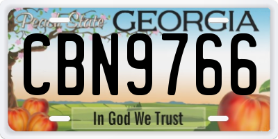 GA license plate CBN9766