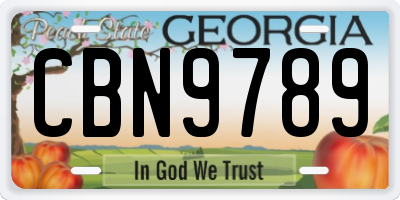 GA license plate CBN9789