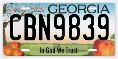 GA license plate CBN9839