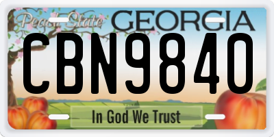 GA license plate CBN9840