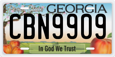 GA license plate CBN9909