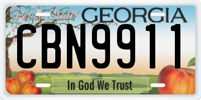 GA license plate CBN9911